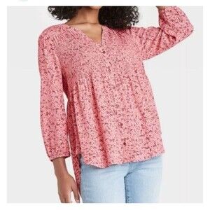 Knox Rose floral smocked boho tunic top size M EUC